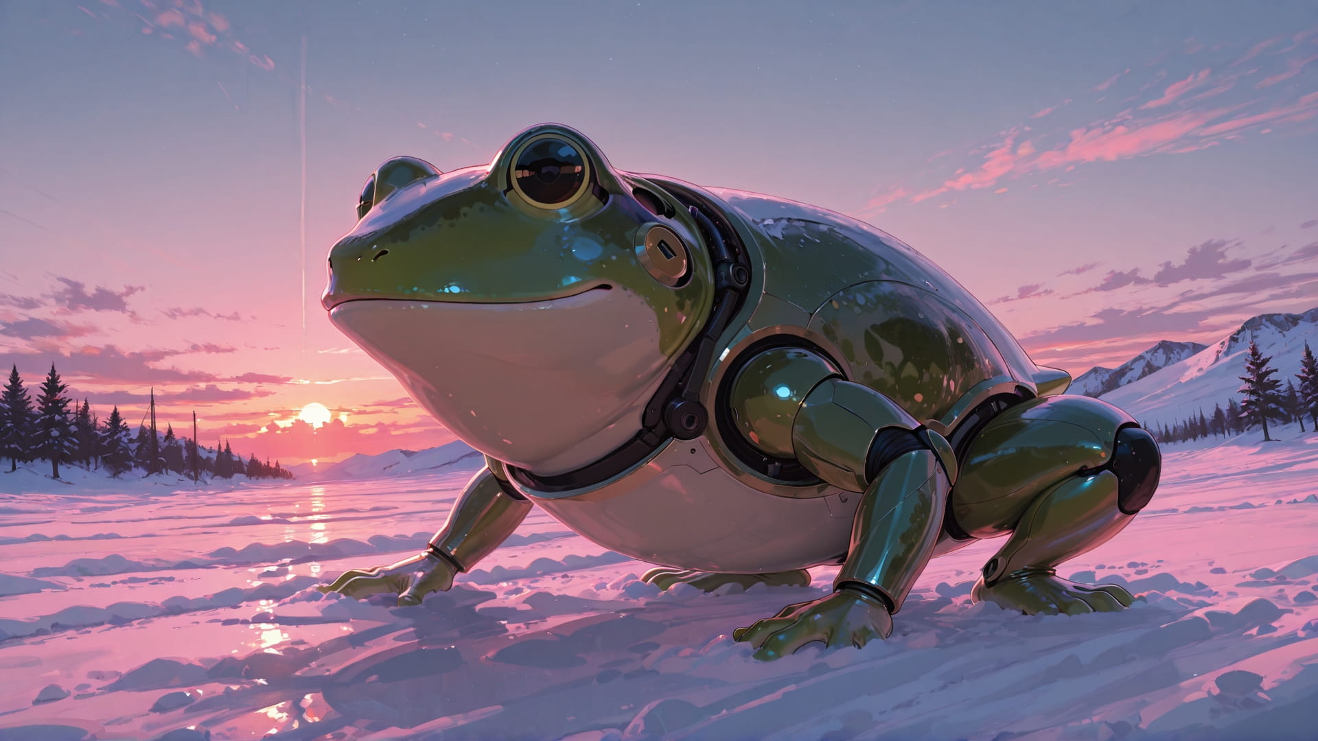 Pink Sunset Sky RealityWarp smartphone wallpaper free download, vertical 16:9 format, Pink, Sunset, Sky, Winter