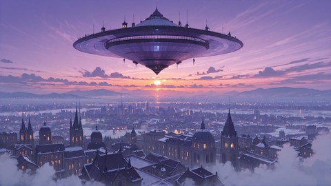 Purple Sunset City RealityWarp smartphone wallpaper free download, vertical 9:16 format, Purple, Sunset, City, Winter