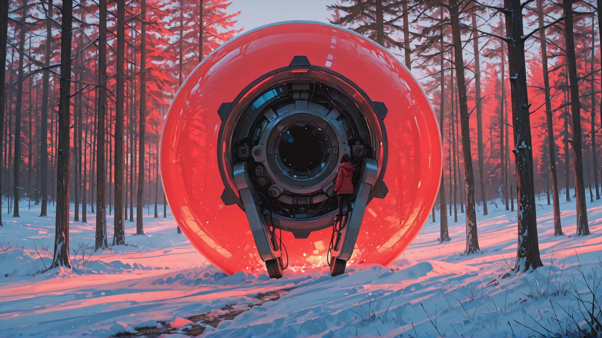 Red Afternoon Nature RealityWarp smartphone wallpaper free download, vertical 16:9 format, Red, Afternoon, Nature, Winter