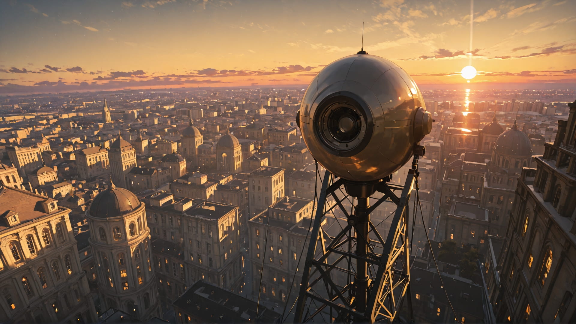 Yellow Sunset City RealityWarp smartphone wallpaper free download, vertical 16:9 format, Yellow, Sunset, City, Winter