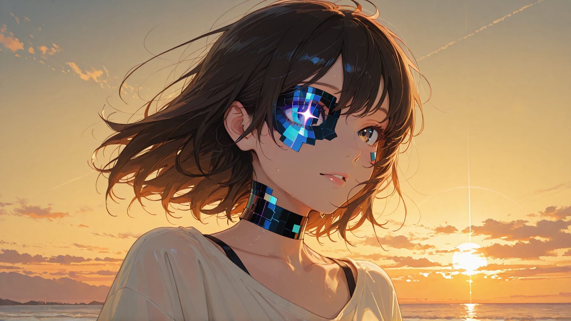 Yellow Sunset Sky RealityWarp smartphone wallpaper free download, vertical 16:9 format, Yellow, Sunset, Sky, Summer 001