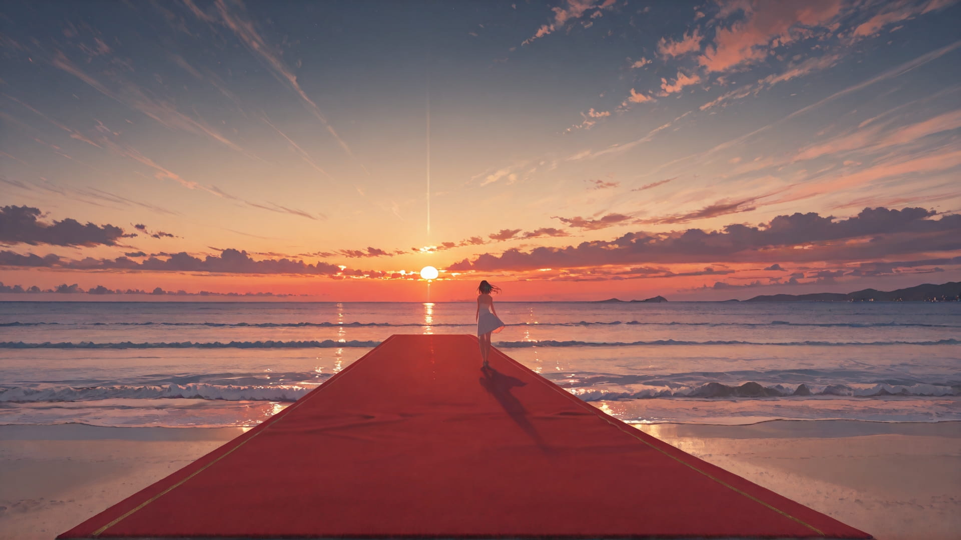 Brown Sunset Sea RedCarpet smartphone wallpaper free download, vertical 16:9 format, Brown, Sunset, Sea, Summer 001