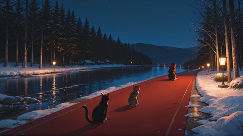 Orange Night Sea RedCarpet smartphone wallpaper free download, vertical 9:16 format, Orange, Night, Sea, Winter