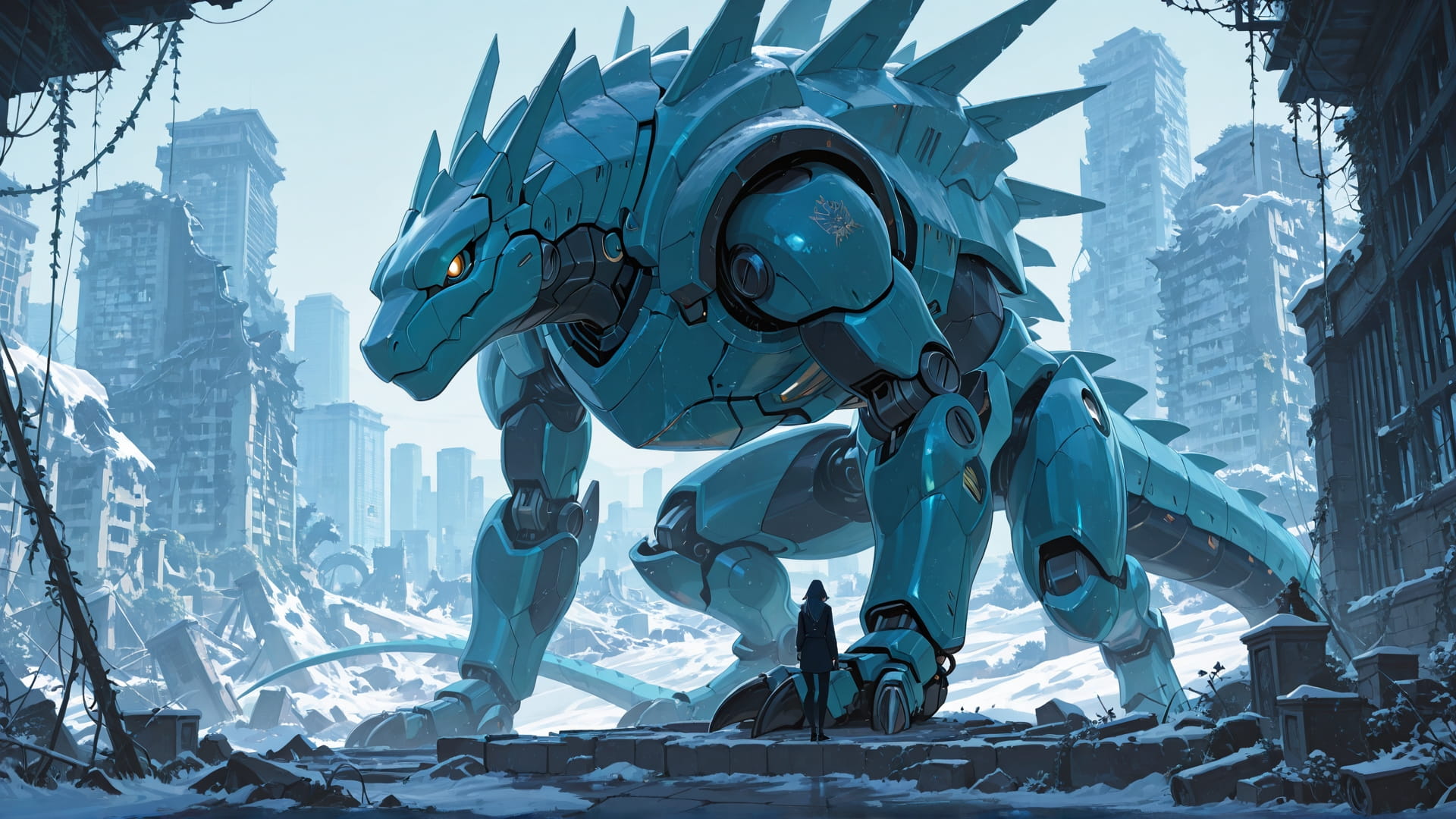 Blue Afternoon City Ruins smartphone wallpaper free download, vertical 16:9 format, Blue, Afternoon, City, Winter