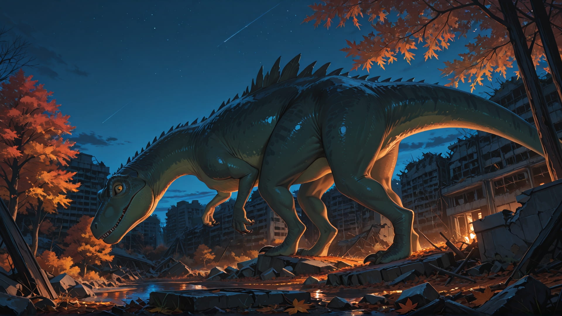 Blue Night Sky Ruins smartphone wallpaper free download, vertical 16:9 format, Blue, Night, Sky, Autumn