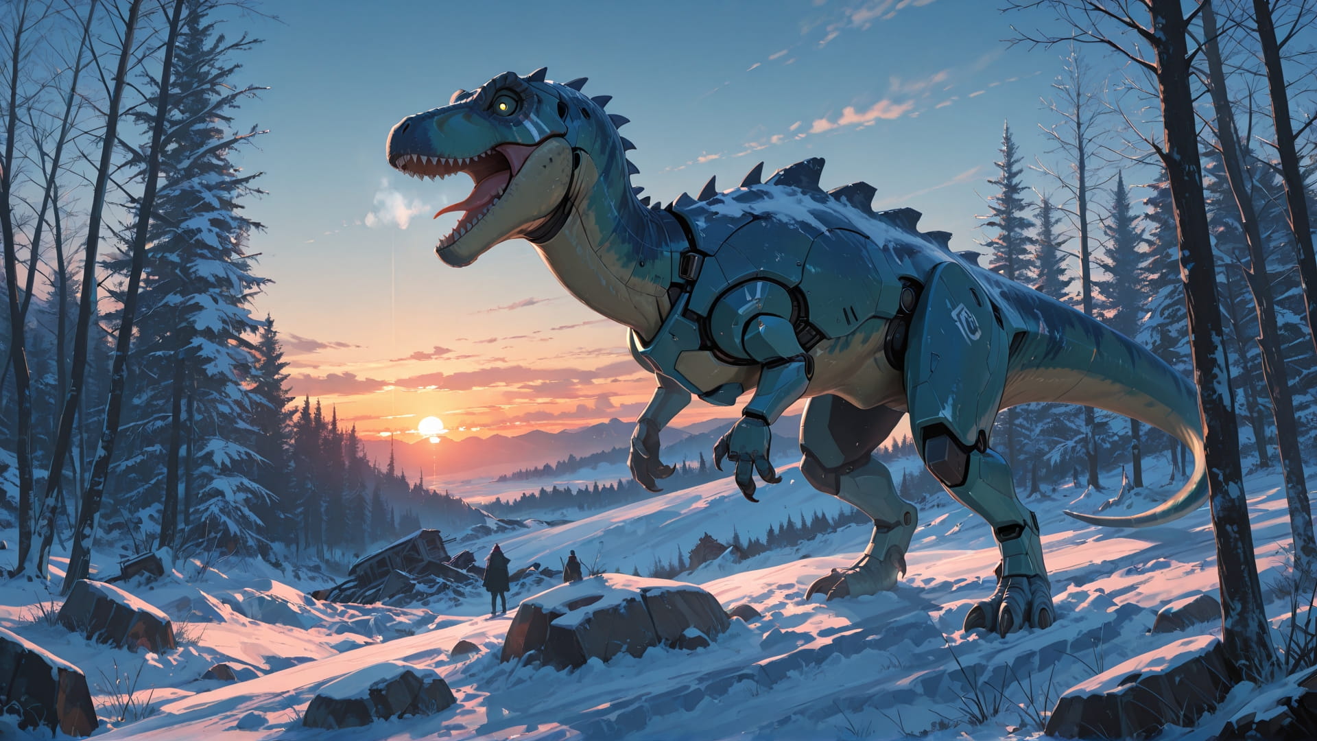 Blue Sunset Nature Ruins smartphone wallpaper free download, vertical 16:9 format, Blue, Sunset, Nature, Winter