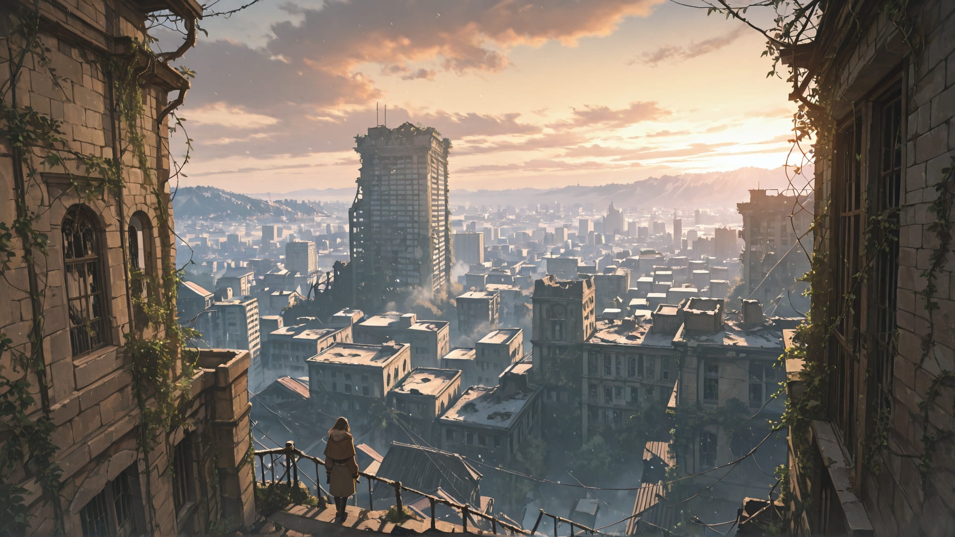 Brown Afternoon City Ruins smartphone wallpaper free download, vertical 16:9 format, Brown, Afternoon, City, Winter 001