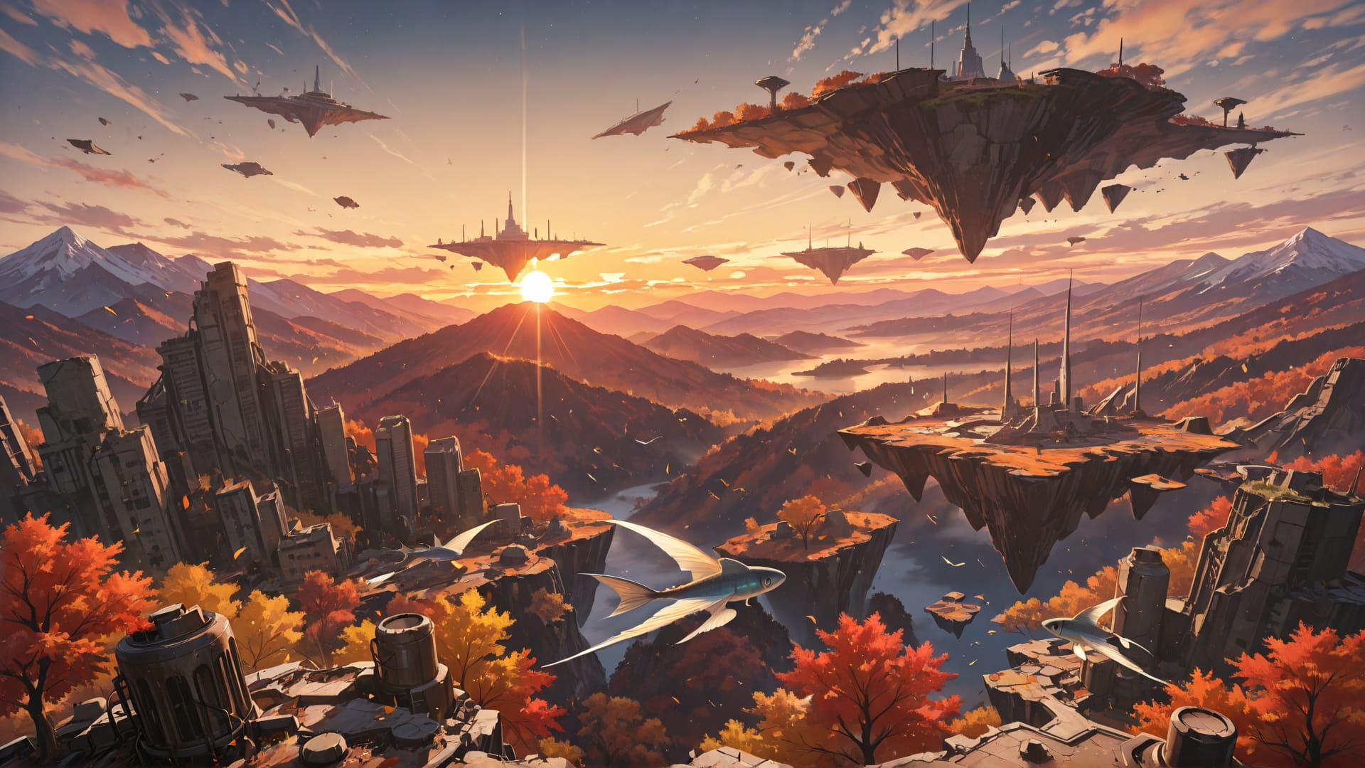 Brown Sunset Mountain Ruins smartphone wallpaper free download, vertical 16:9 format, Brown, Sunset, Mountain, Autumn