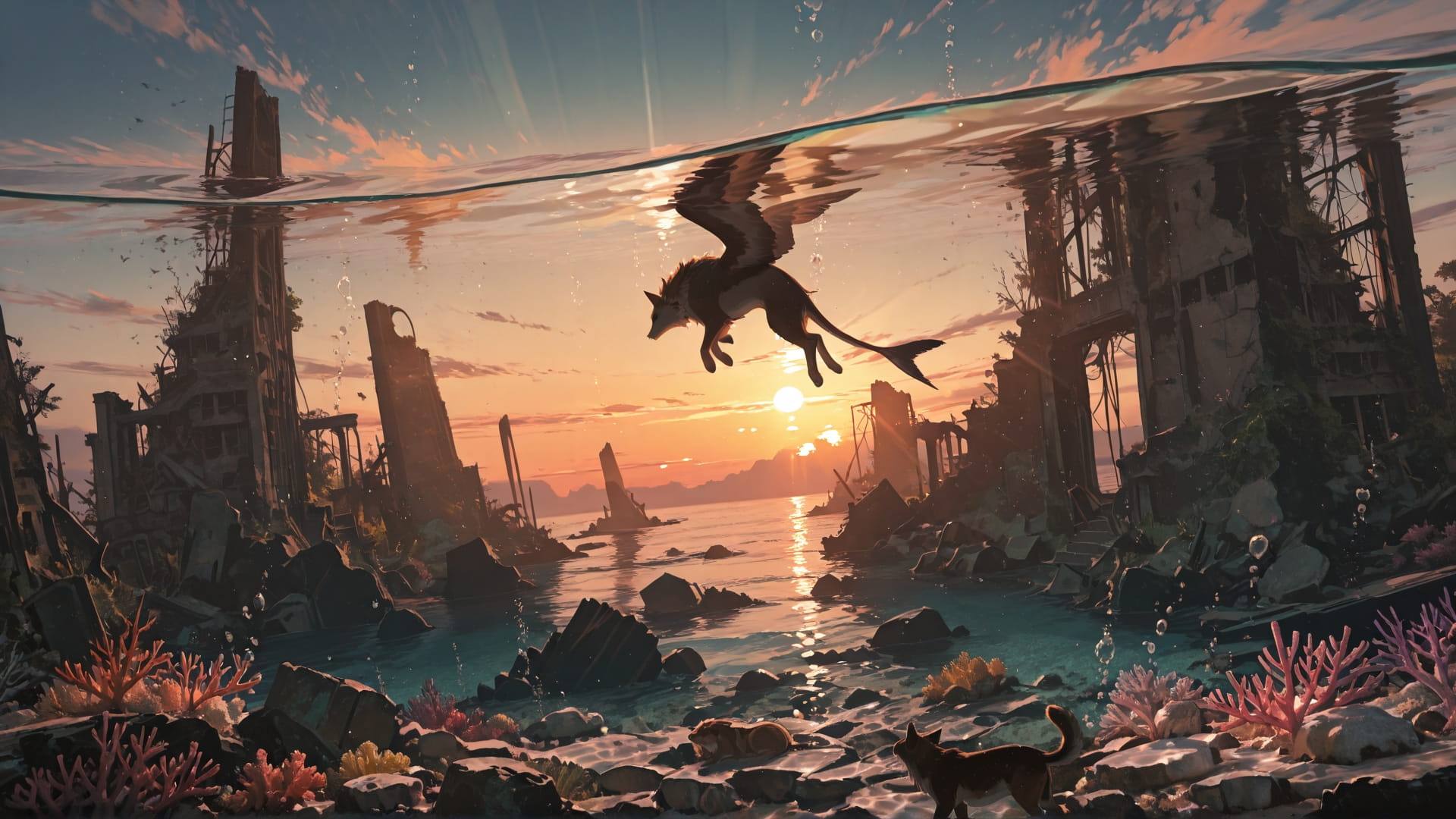 Brown Sunset Sky Ruins smartphone wallpaper free download, vertical 16:9 format, Brown, Sunset, Sky, Spring