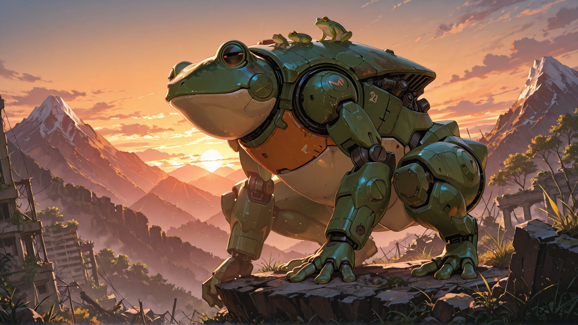 Orange Sunset Mountain Ruins smartphone wallpaper free download, vertical 16:9 format, Orange, Sunset, Mountain, Spring