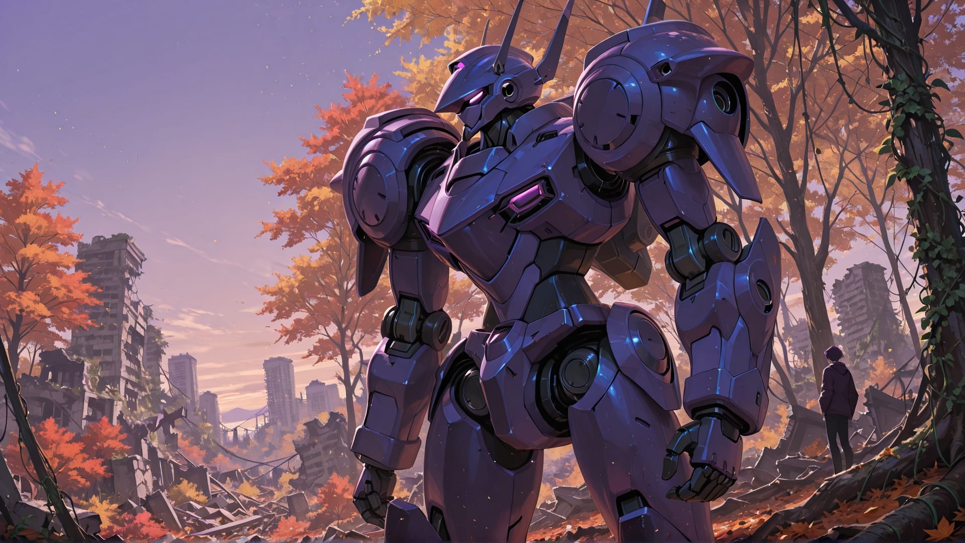 Purple Afternoon Sky Ruins smartphone wallpaper free download, vertical 16:9 format, Purple, Afternoon, Sky, Autumn