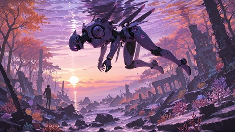 Purple Sunset Nature Ruins smartphone wallpaper free download, vertical 9:16 format, Purple, Sunset, Nature, Autumn