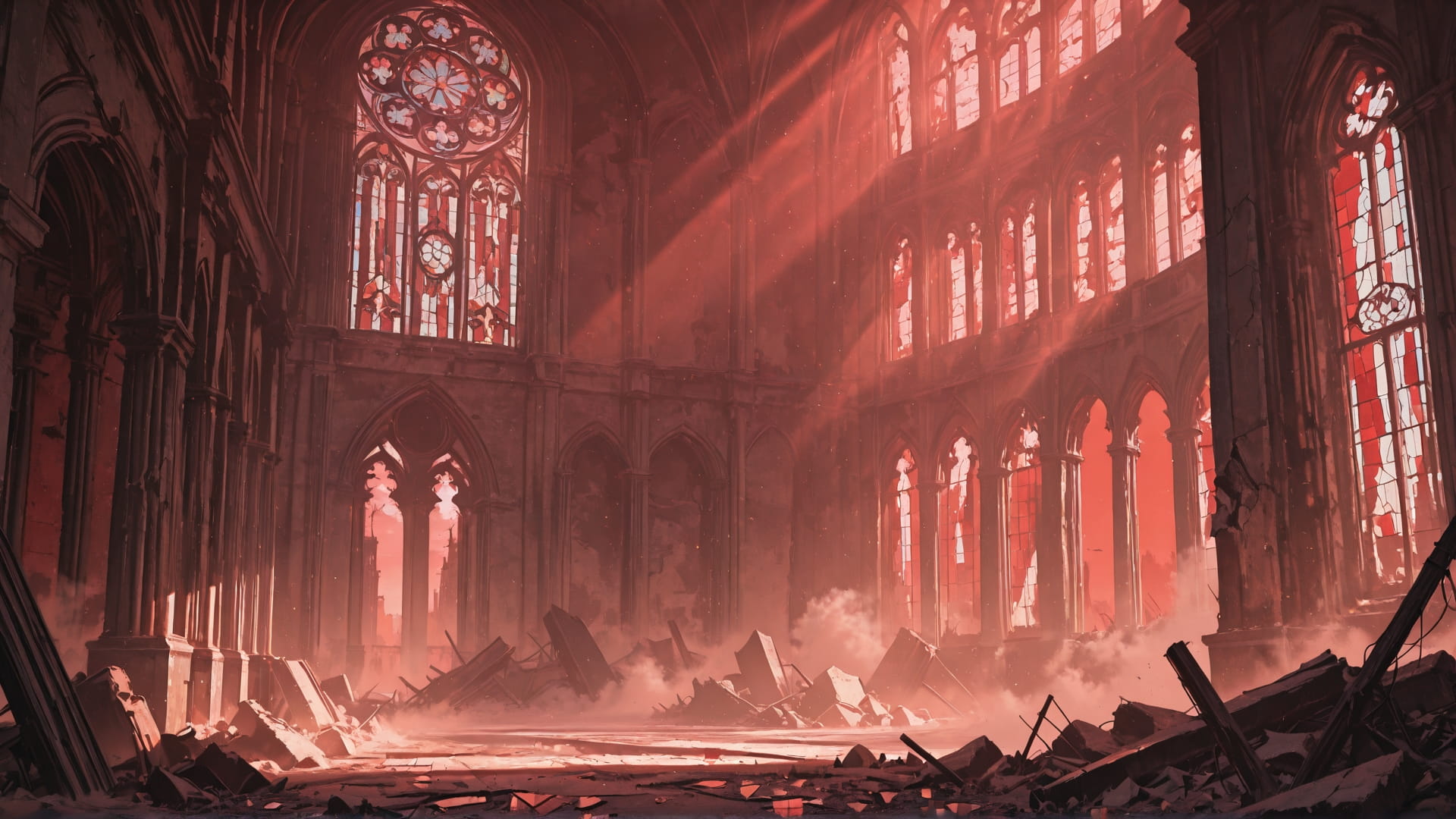 Red Afternoon Sky Ruins smartphone wallpaper free download, vertical 16:9 format, Red, Afternoon, Sky, Winter 001