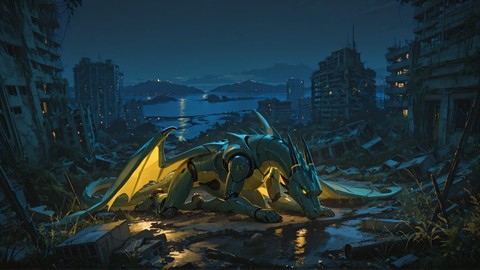 Yellow Night Sea Ruins smartphone wallpaper free download, vertical 9:16 format, Yellow, Night, Sea, Spring