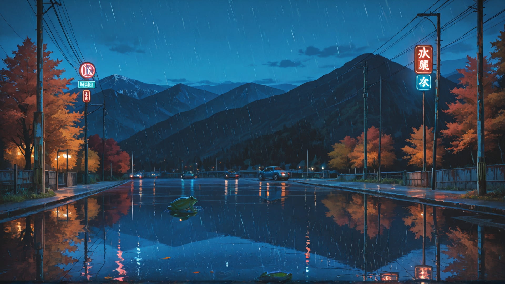 Blue Night Mountain Rust smartphone wallpaper free download, vertical 16:9 format, Blue, Night, Mountain, Autumn