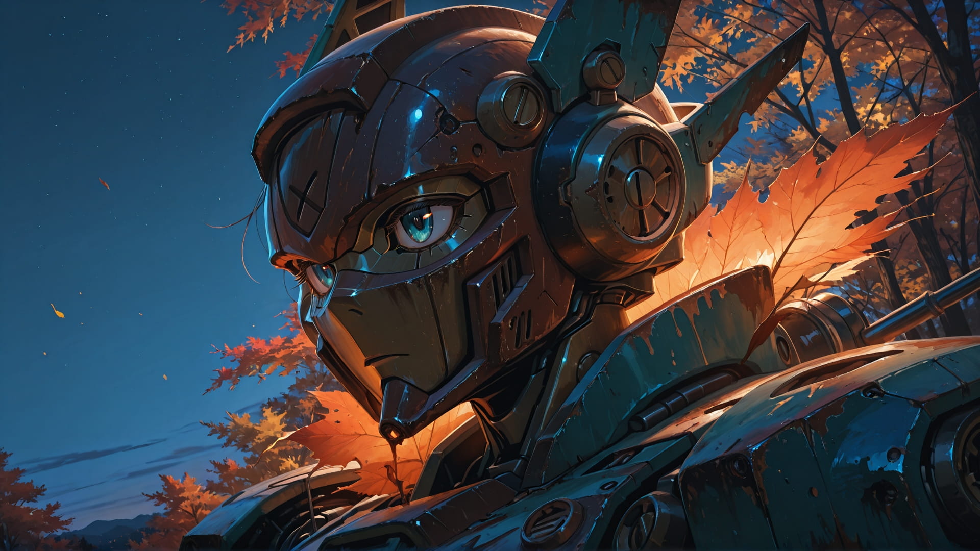 Blue Night Sky Rust smartphone wallpaper free download, vertical 16:9 format, Blue, Night, Sky, Autumn