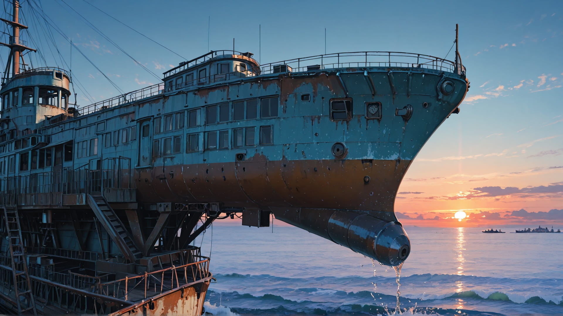 Blue Sunset City Rust smartphone wallpaper free download, vertical 16:9 format, Blue, Sunset, City, Spring