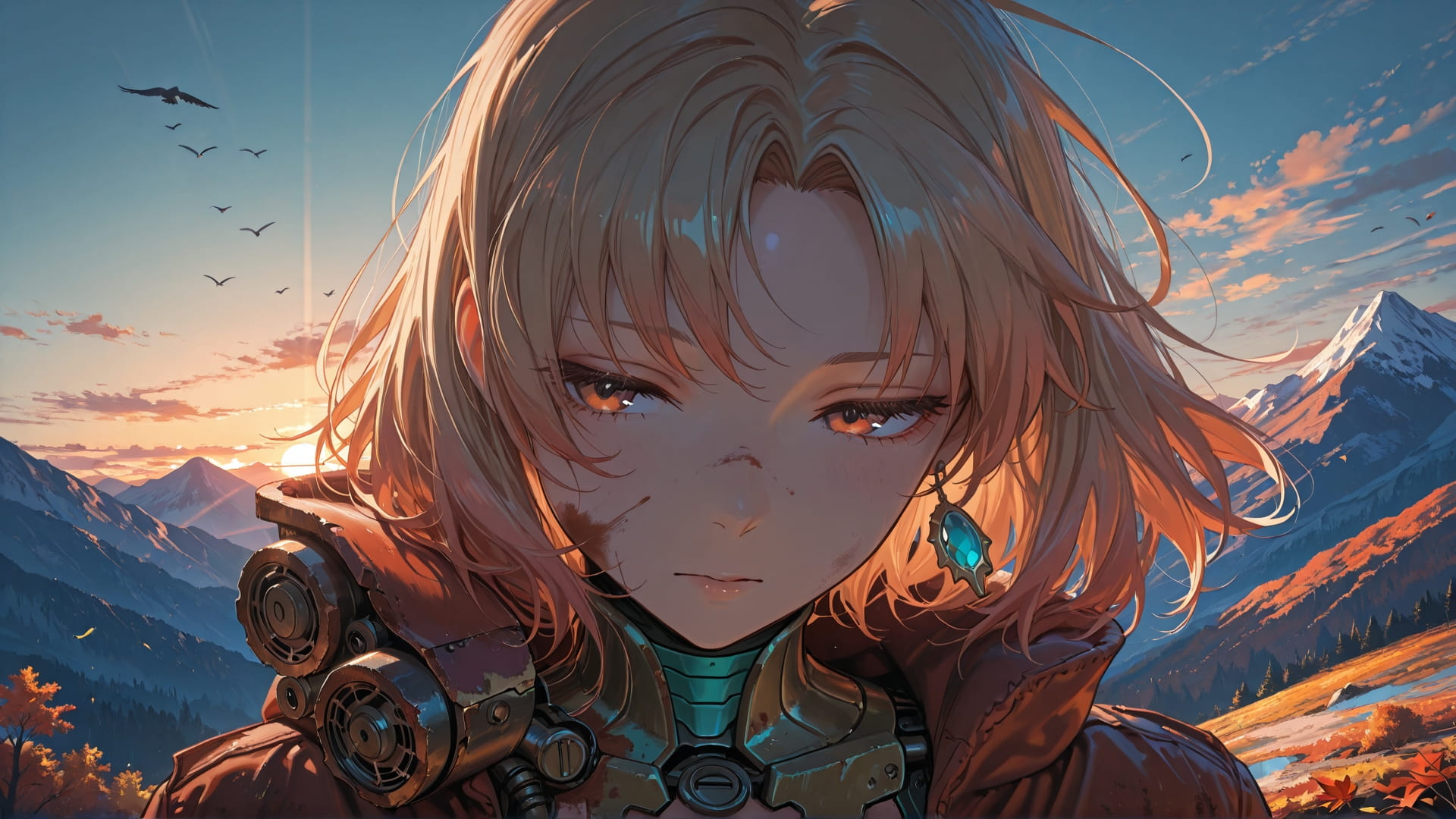 Blue Sunset Mountain Rust smartphone wallpaper free download, vertical 16:9 format, Blue, Sunset, Mountain, Autumn