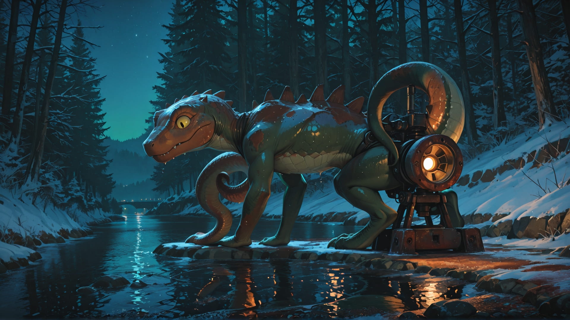 Green Night Sea Rust smartphone wallpaper free download, vertical 16:9 format, Green, Night, Sea, Winter