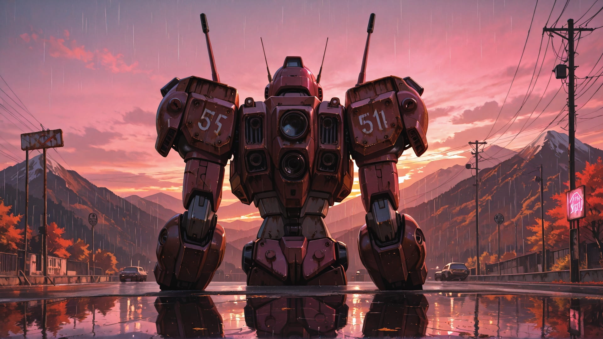 Pink Sunset Mountain Rust smartphone wallpaper free download, vertical 16:9 format, Pink, Sunset, Mountain, Autumn