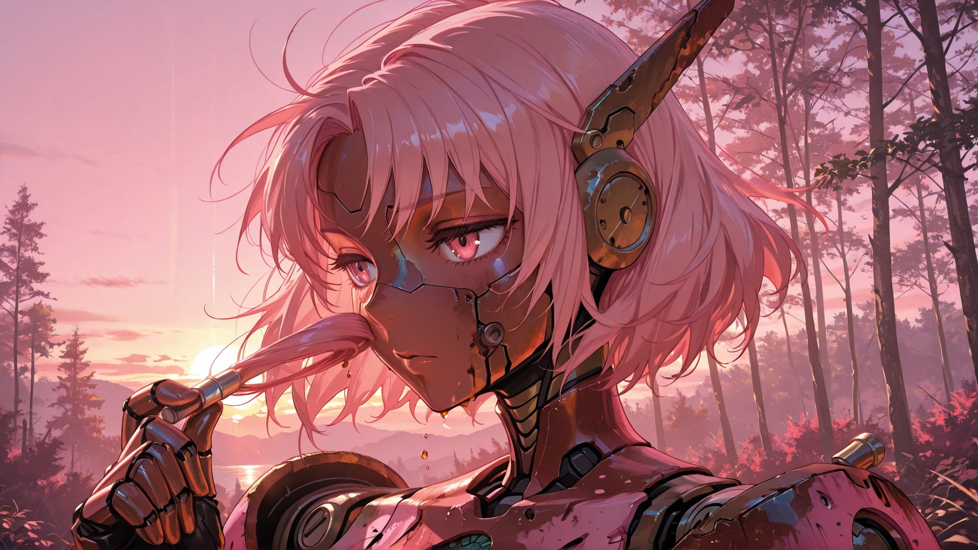 Pink Sunset Nature Rust smartphone wallpaper free download, vertical 16:9 format, Pink, Sunset, Nature, Summer