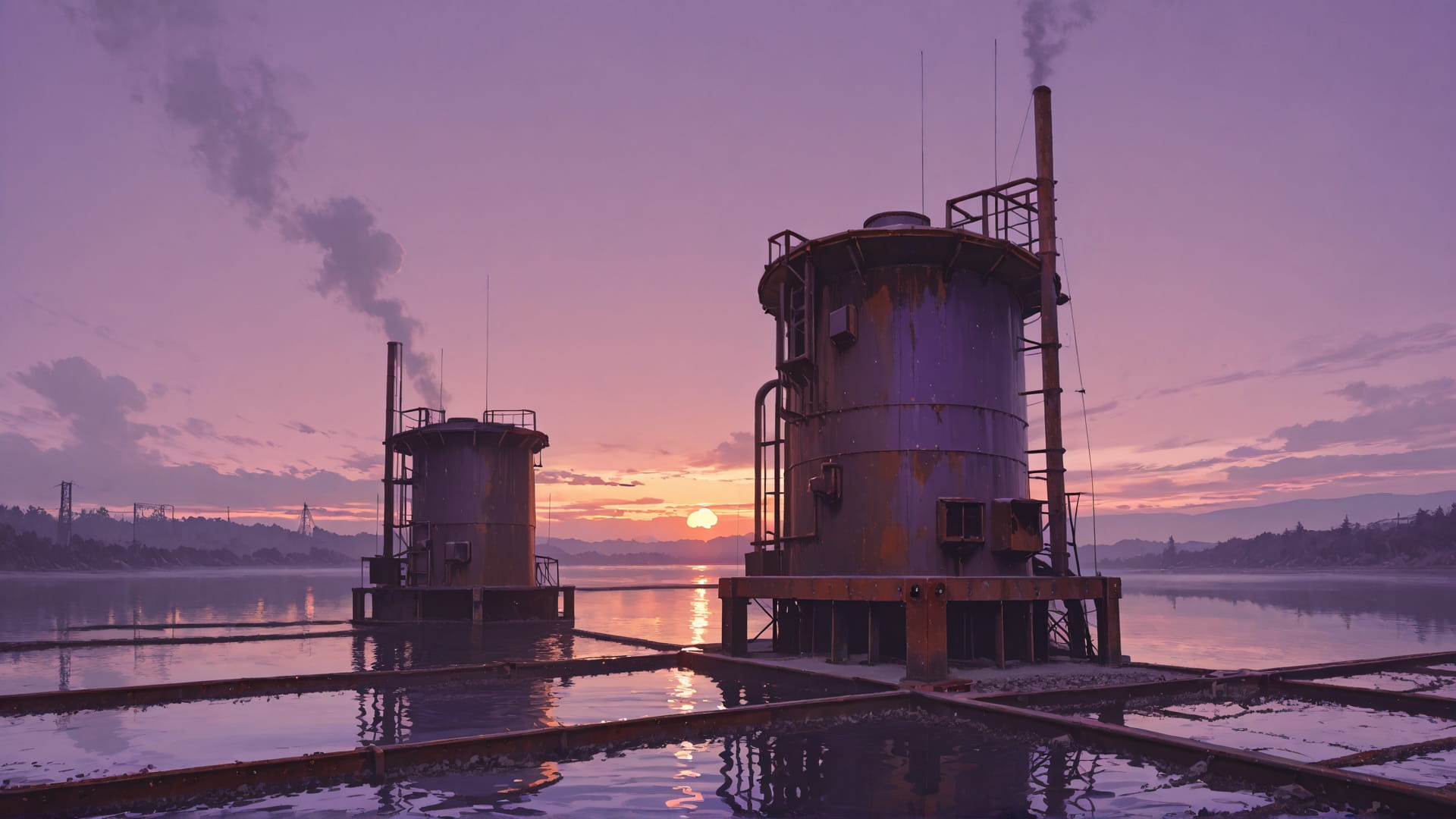 Purple Sunset Sea Rust smartphone wallpaper free download, vertical 16:9 format, Purple, Sunset, Sea, Summer 001