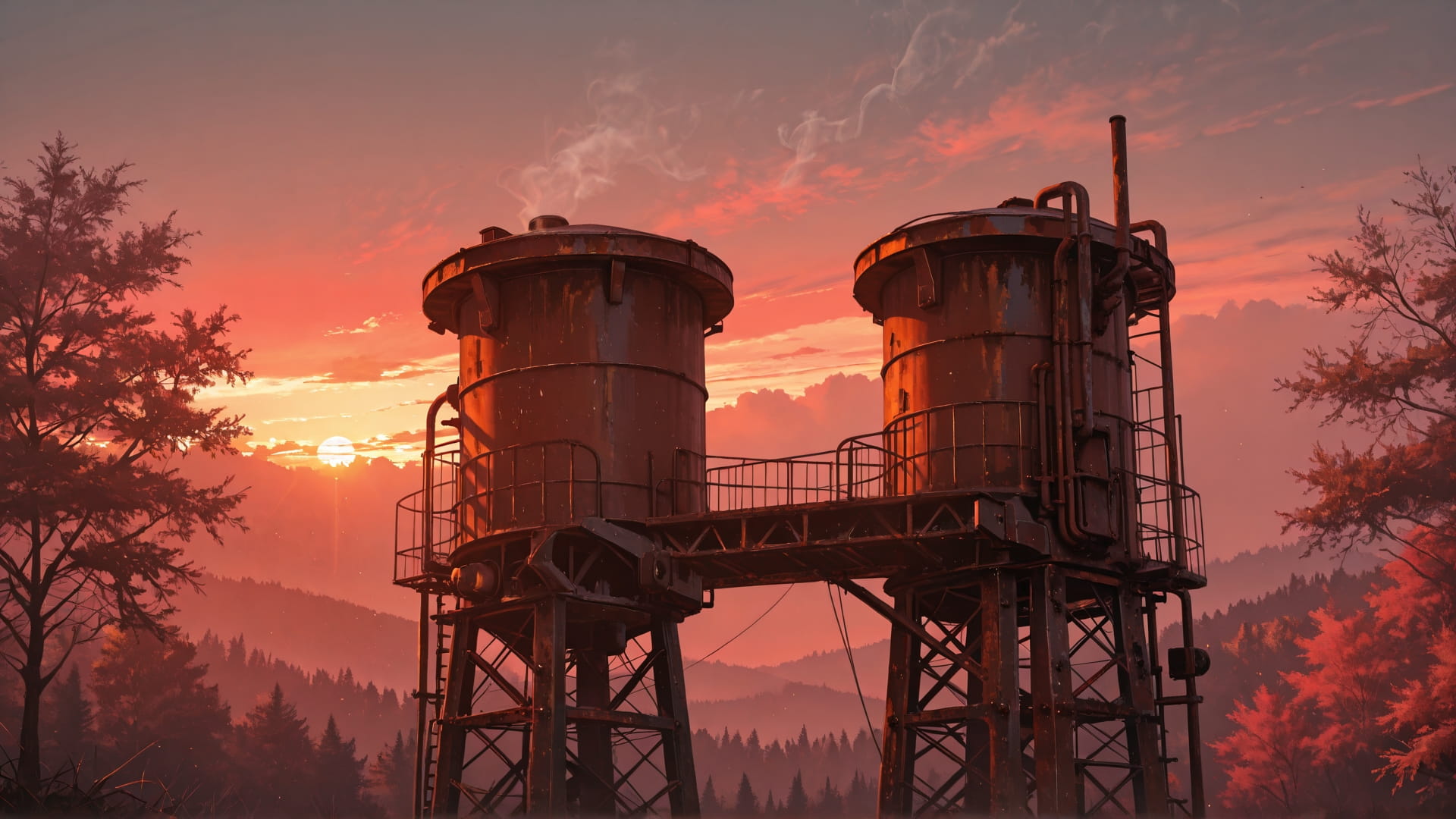 Red Sunset Nature Rust smartphone wallpaper free download, vertical 16:9 format, Red, Sunset, Nature, Spring 001