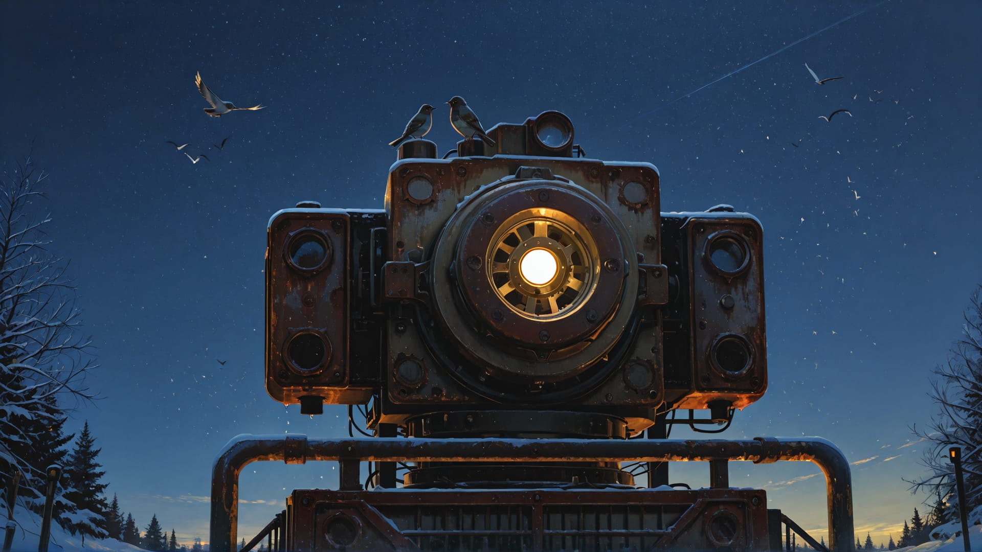 Yellow Night Sky Rust smartphone wallpaper free download, vertical 16:9 format, Yellow, Night, Sky, Winter