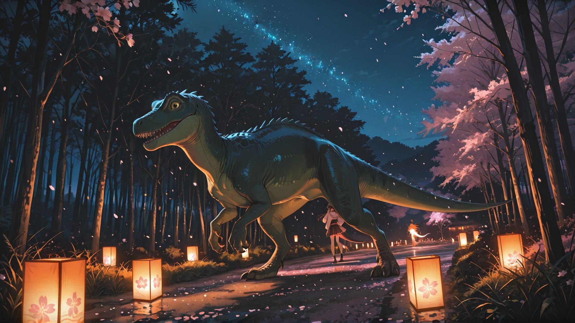 Orange Night Nature Sakura smartphone wallpaper free download, vertical 16:9 format, Orange, Night, Nature, Spring