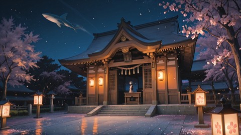 Orange Night Sky Sakura smartphone wallpaper free download, vertical 9:16 format, Orange, Night, Sky, Spring