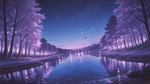 Purple Night Nature Sakura smartphone wallpaper free download, vertical 9:16 format, Purple, Night, Nature, Summer 001