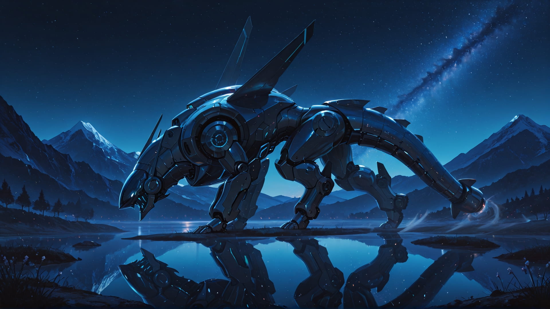 Blue Night Mountain SpaceXIPO smartphone wallpaper free download, vertical 16:9 format, Blue, Night, Mountain, Spring