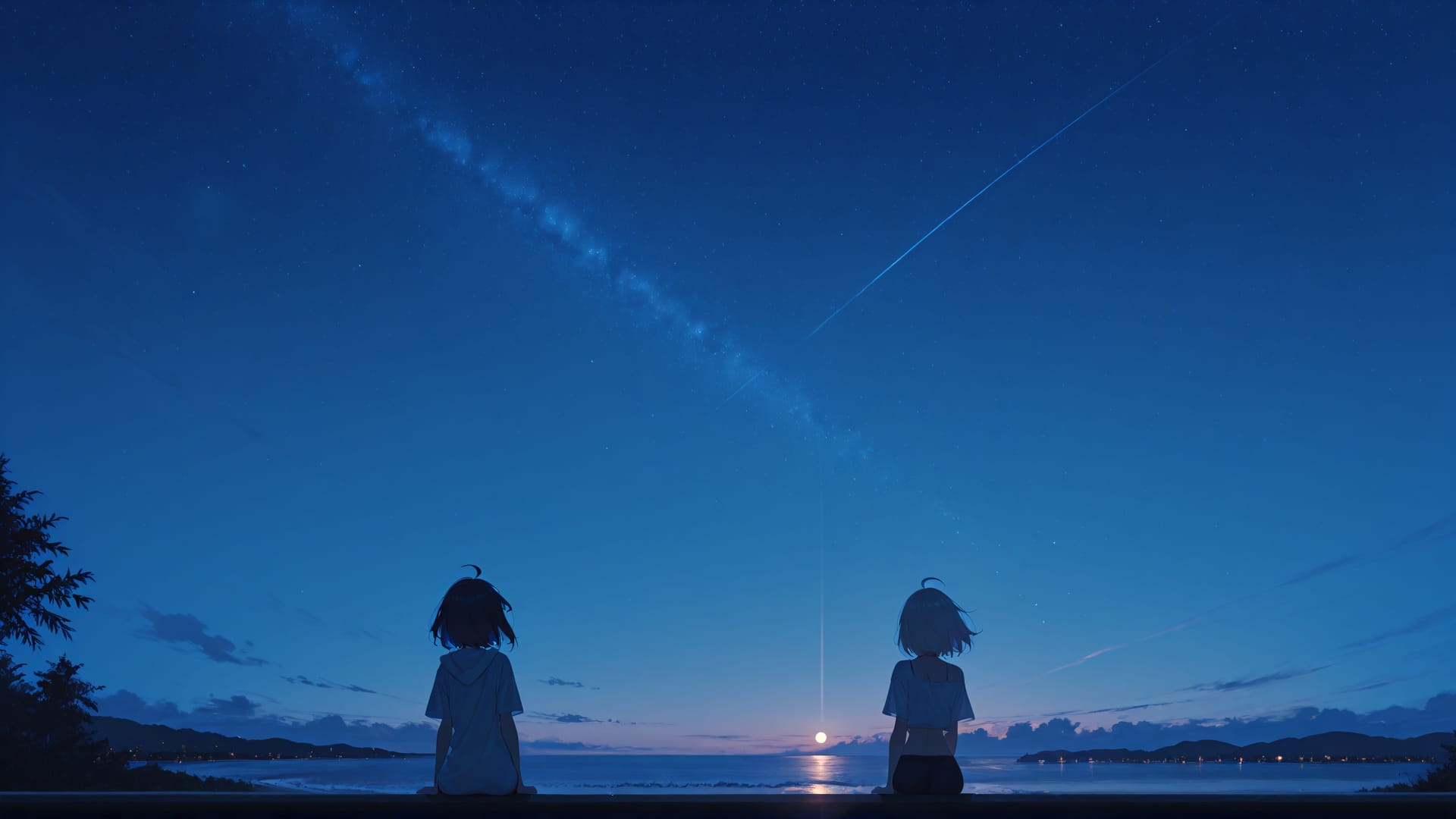 Blue Night Sky StarrySky smartphone wallpaper free download, vertical 16:9 format, Blue, Night, Sky, Summer 001