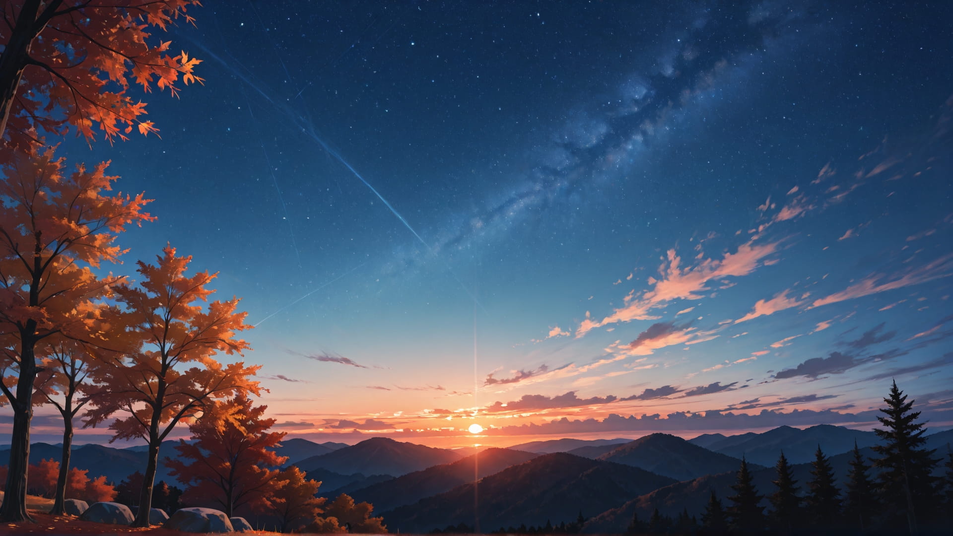 Blue Sunset Sky StarrySky smartphone wallpaper free download, vertical 16:9 format, Blue, Sunset, Sky, Autumn 001