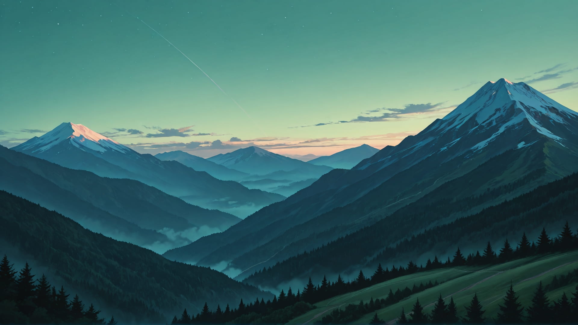 Green Afternoon Mountain StarrySky smartphone wallpaper free download, vertical 16:9 format, Green, Afternoon, Mountain, Summer 001