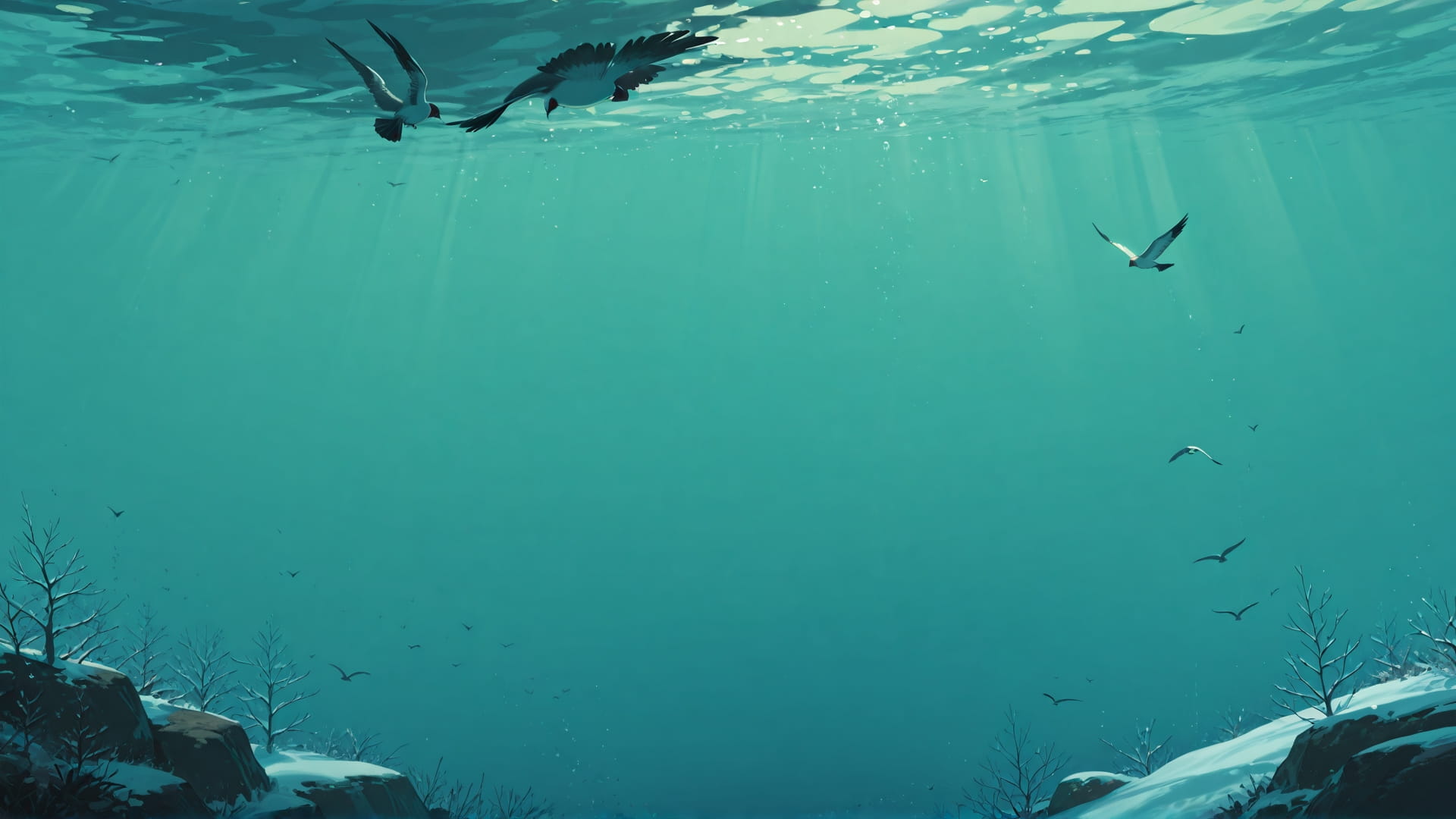 Green Afternoon Sea StarrySky smartphone wallpaper free download, vertical 16:9 format, Green, Afternoon, Sea, Winter