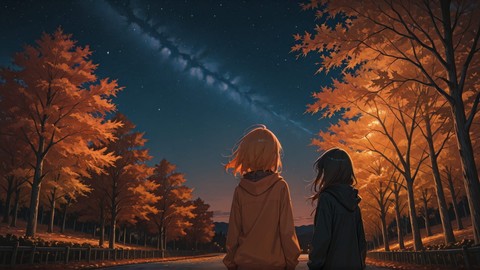 Orange Night Sky StarrySky smartphone wallpaper free download, vertical 9:16 format, Orange, Night, Sky, Autumn