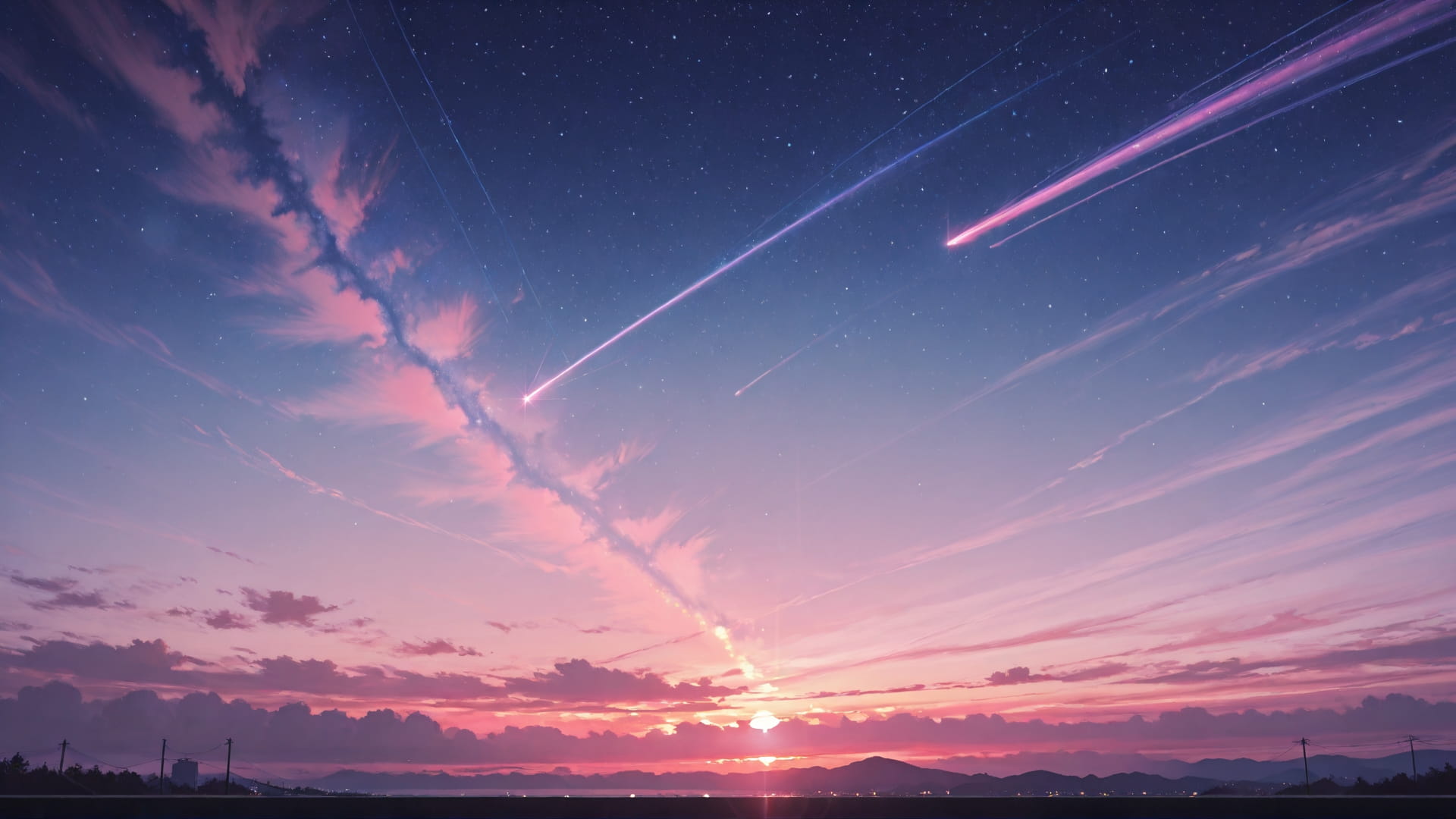 Pink Sunset Sky StarrySky smartphone wallpaper free download, vertical 16:9 format, Pink, Sunset, Sky, Spring 001