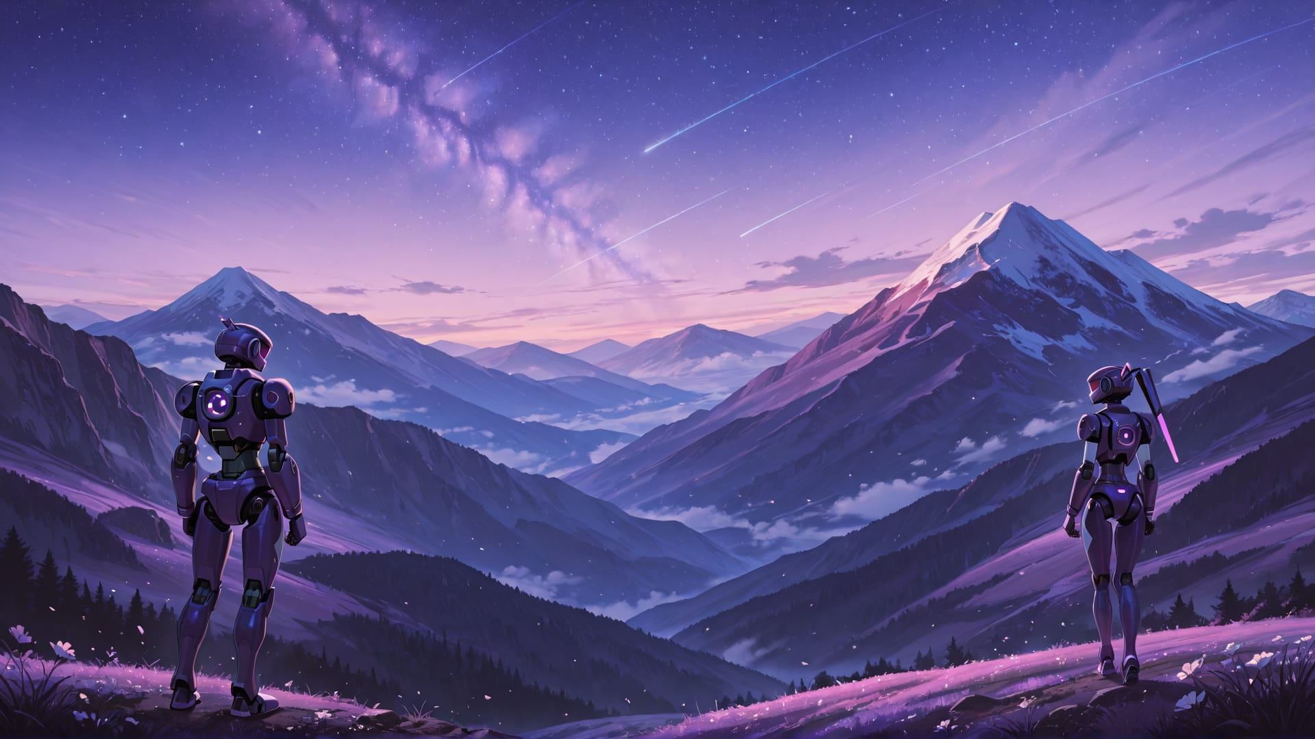 Purple Afternoon Mountain StarrySky smartphone wallpaper free download, vertical 16:9 format, Purple, Afternoon, Mountain, Spring