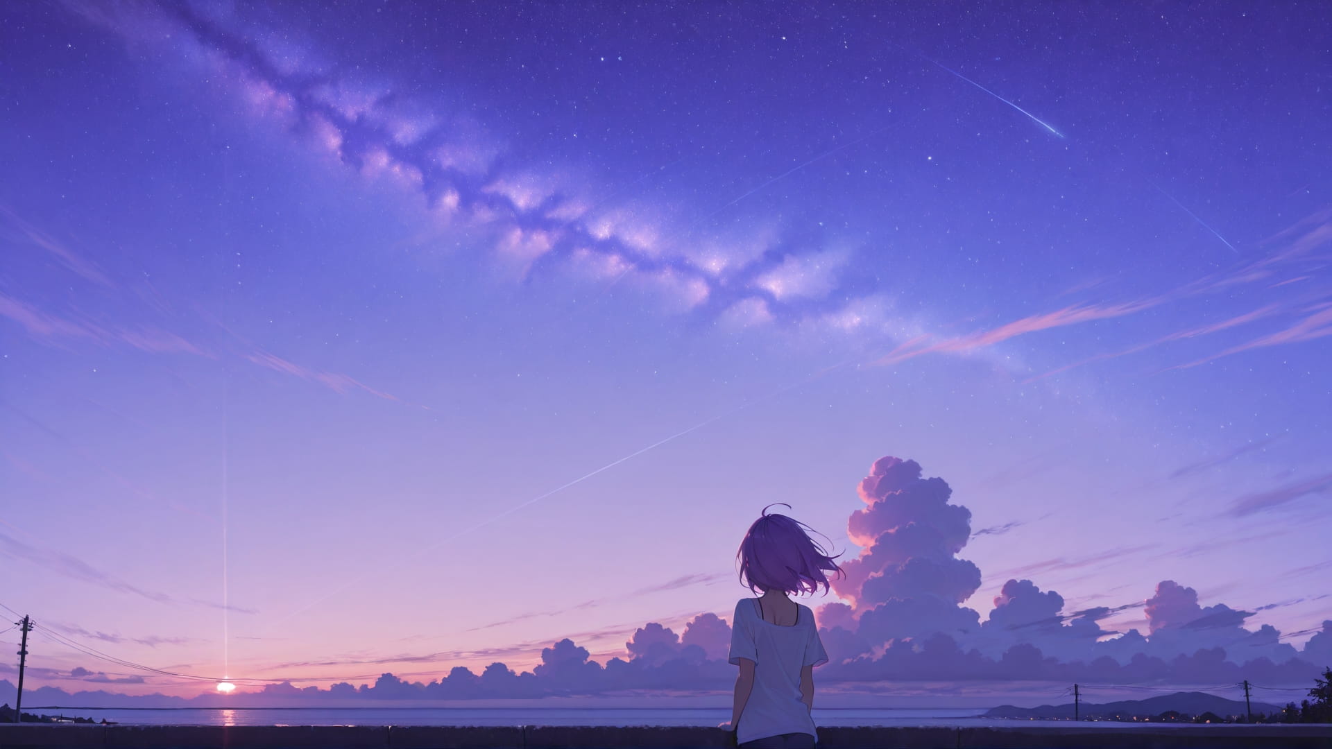 Purple Afternoon Sky StarrySky smartphone wallpaper free download, vertical 16:9 format, Purple, Afternoon, Sky, Summer 001
