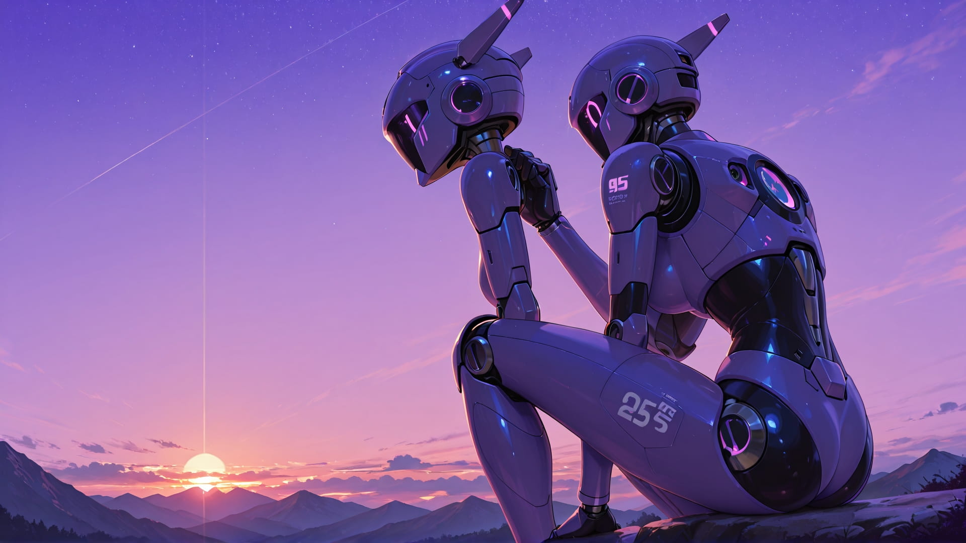 Purple Sunset Mountain StarrySky smartphone wallpaper free download, vertical 16:9 format, Purple, Sunset, Mountain, Summer