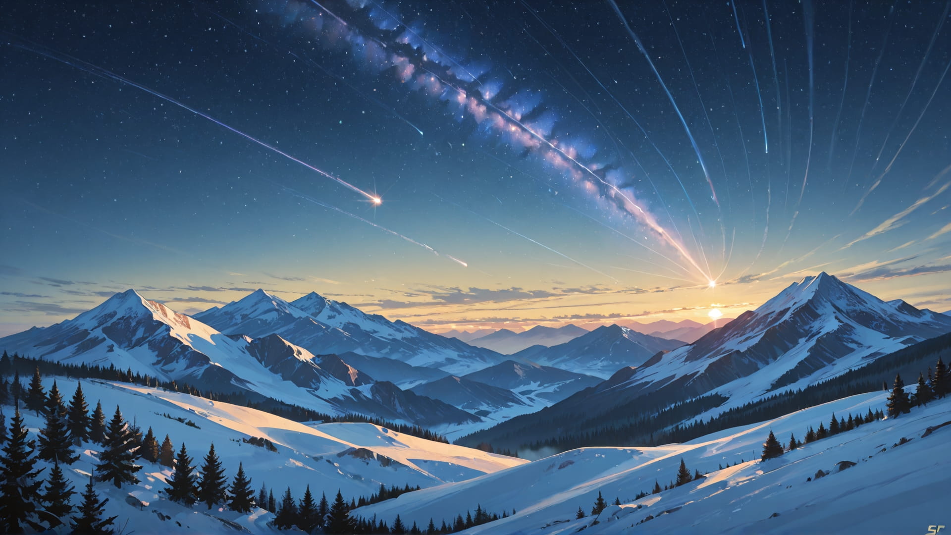 Yellow Afternoon Mountain StarrySky smartphone wallpaper free download, vertical 16:9 format, Yellow, Afternoon, Mountain, Winter 001