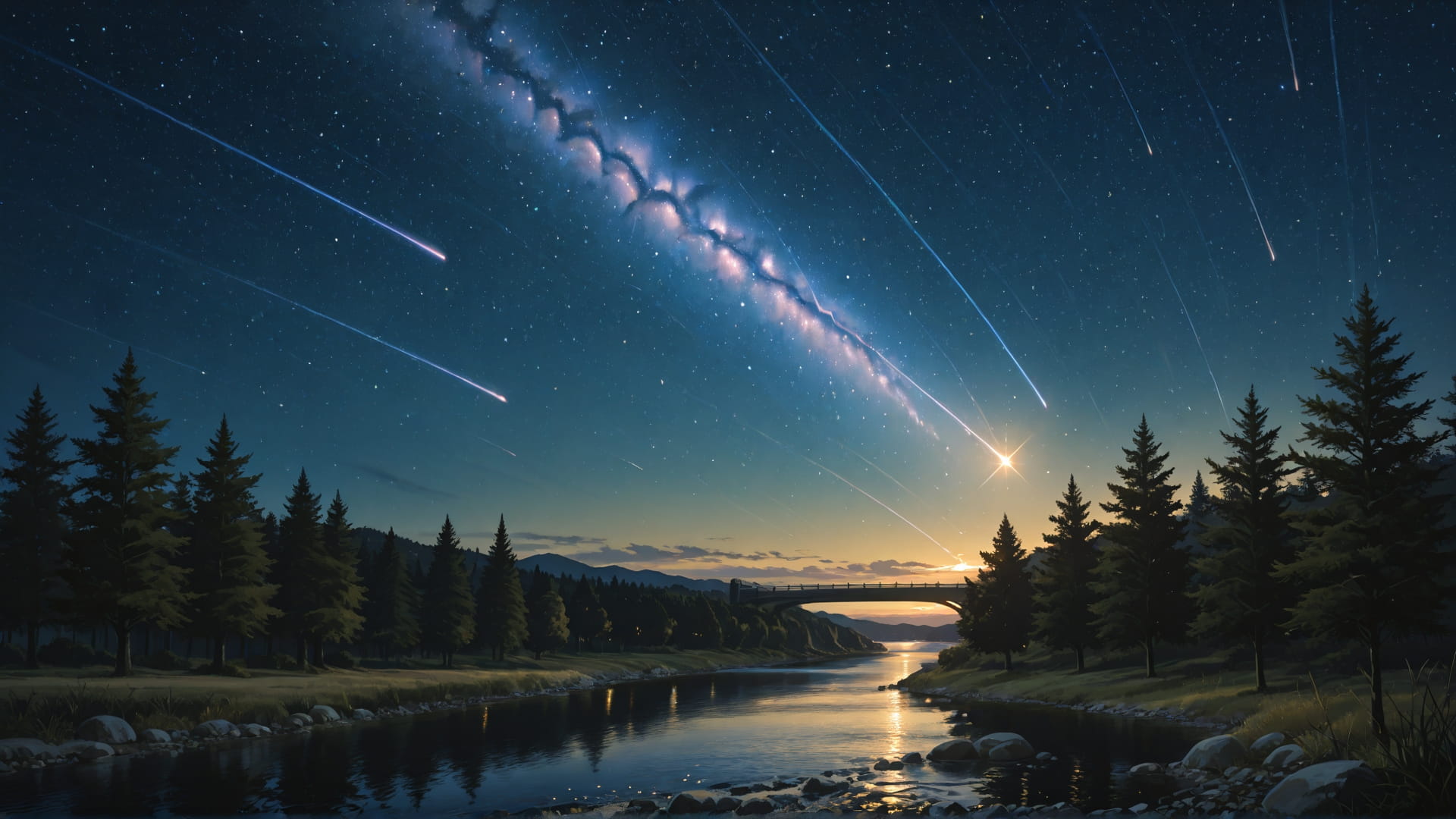 Yellow Night Sea StarrySky smartphone wallpaper free download, vertical 16:9 format, Yellow, Night, Sea, Spring 001