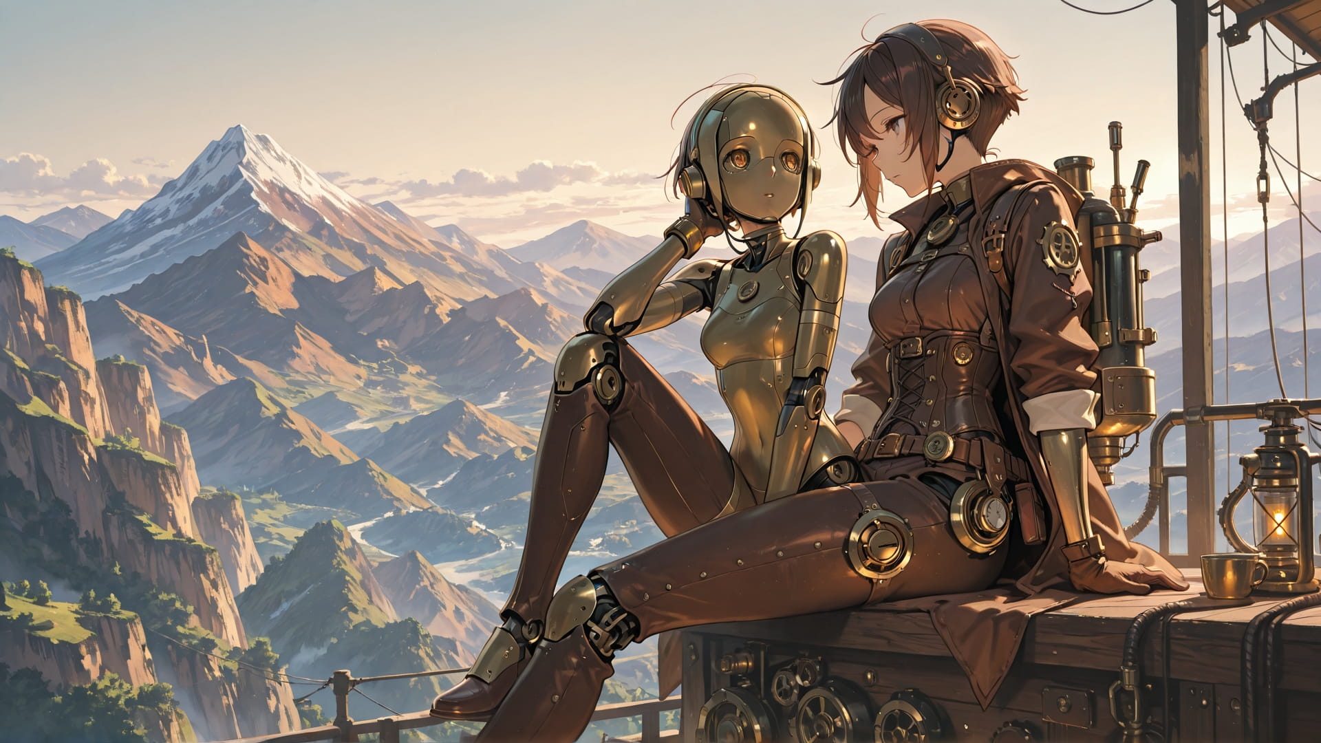 Brown Afternoon Mountain Steampunk smartphone wallpaper free download, vertical 16:9 format, Brown, Afternoon, Mountain, Summer