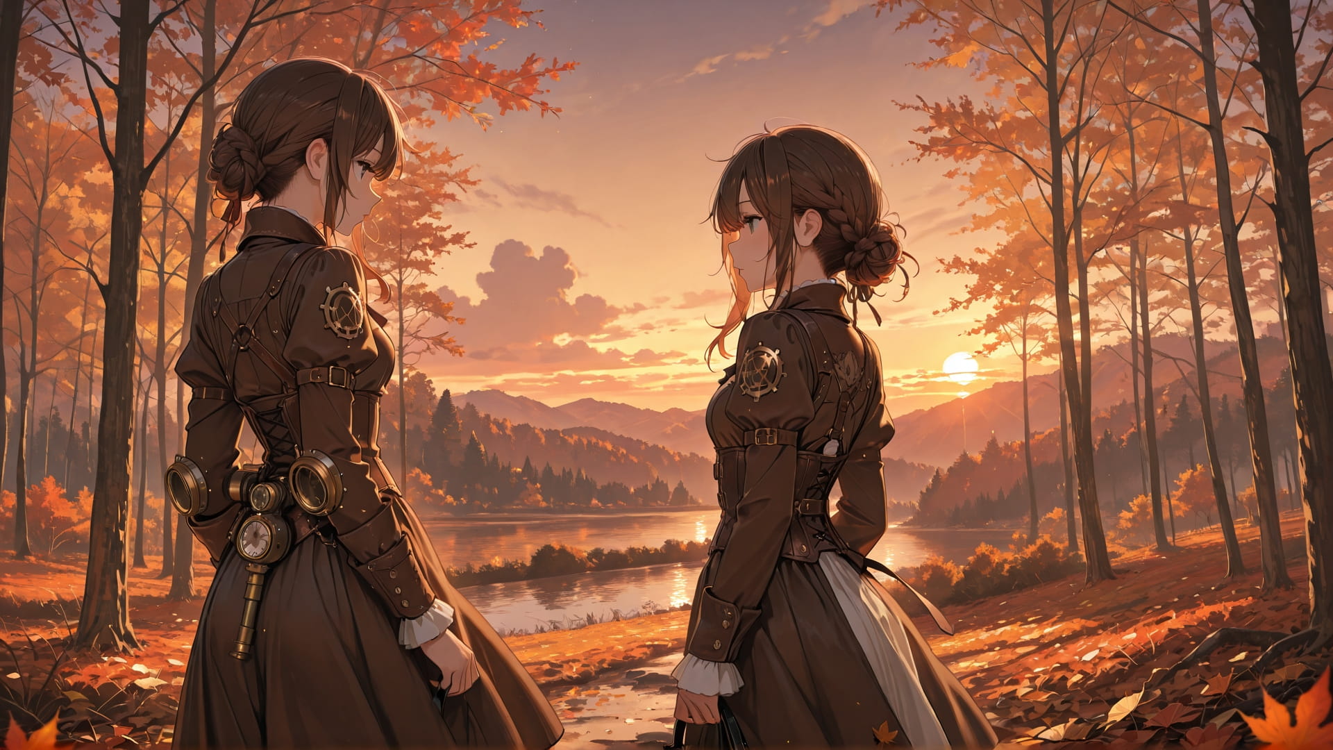 Brown Sunset Nature Steampunk smartphone wallpaper free download, vertical 16:9 format, Brown, Sunset, Nature, Autumn 001