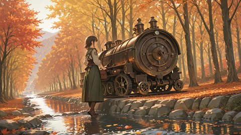 Green Afternoon Sea Steampunk smartphone wallpaper free download, vertical 9:16 format, Green, Afternoon, Sea, Autumn 001