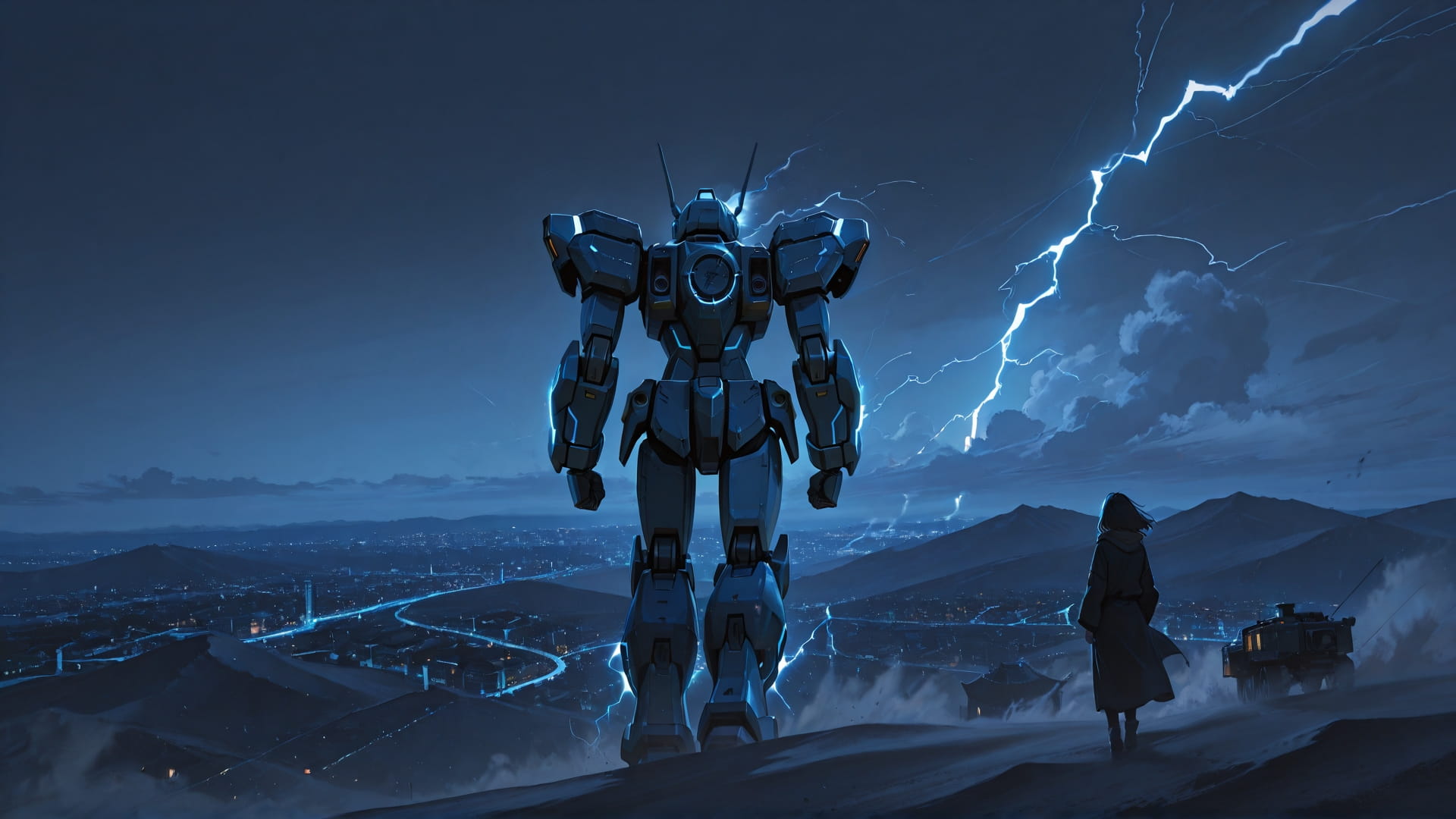 Blue Night City Storm smartphone wallpaper free download, vertical 9:16 format, Blue, Night, City, Winter