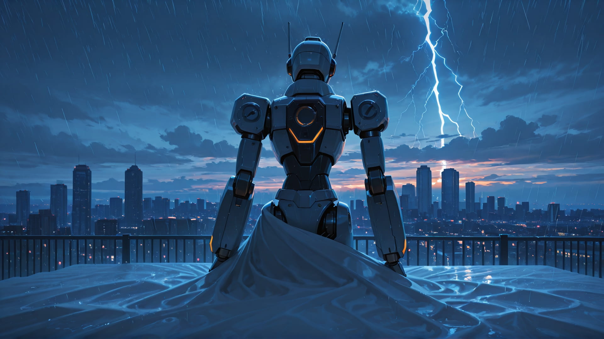 Blue Sunset City Storm smartphone wallpaper free download, vertical 16:9 format, Blue, Sunset, City, Winter