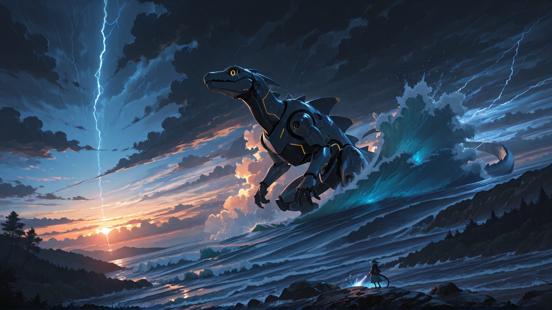 Blue Sunset Nature Storm smartphone wallpaper free download, vertical 16:9 format, Blue, Sunset, Nature, Spring