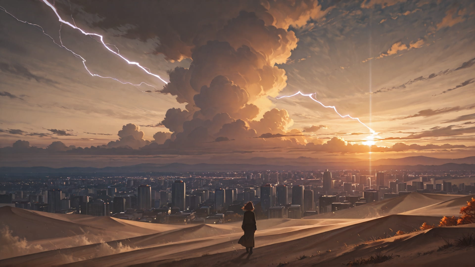 Brown Afternoon City Storm smartphone wallpaper free download, vertical 16:9 format, Brown, Afternoon, City, Autumn 001